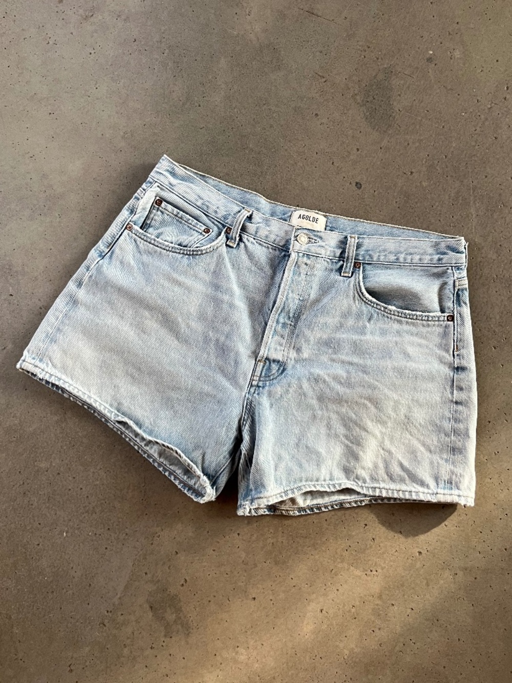 Agora Light Wash Denim Cutoff Shorts